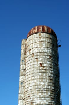 A silo against blue sky