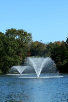 Two Fountains on a pond
