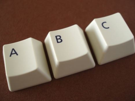 A B and C keys from a computer keyboard, concept �computer learning�   