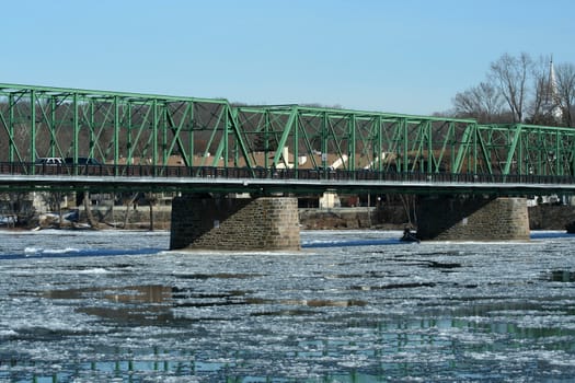 A bridge over a icy river