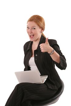 Happy woman with notebook