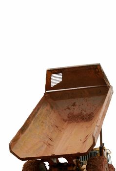 A isolated dump truck on white