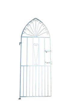 a white wrought iron gate (with clipping path)