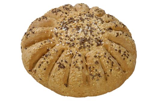 isolated bread with grains of sesame with clipping paths