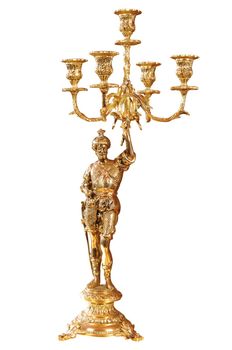 isolated bronze candlestick with clipping path