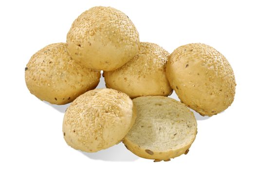 isolated loaves with sesame. clipping paths