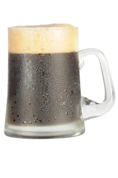 Isoleted mug of cold dark beer with clipping path