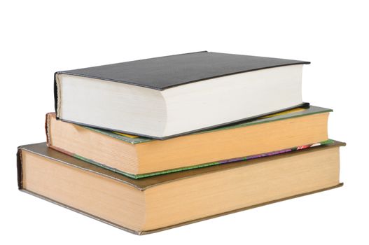 three isolated books on white background