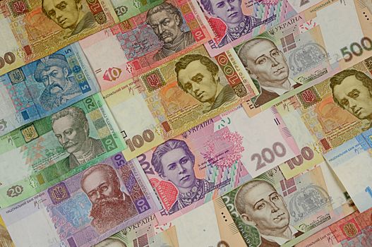 ukrainian banknotes background close-up