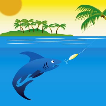 Fishing in tropical water on greater fish