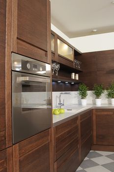 working spase on modern kitchen