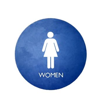 A blue and white sign for a women's bathroom