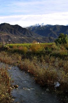Landscape of the Ojai valley wit a creek