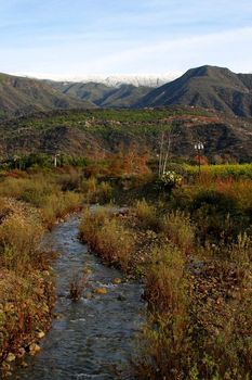 Landscape of the Ojai valley wit a creek
