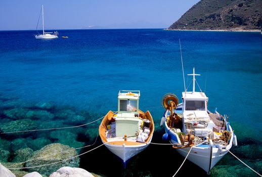Small fishing boats on the Greek island of Corfu