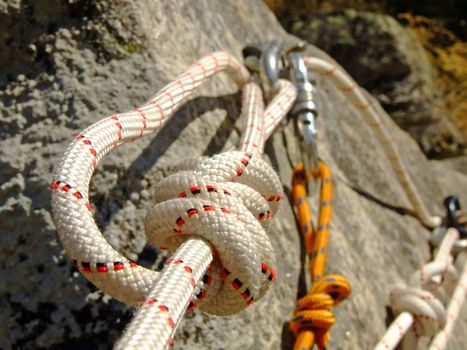 Detail on a canyoning rope