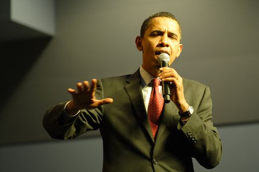US Senator and Presidental Candidate Barack Obama at a rally.