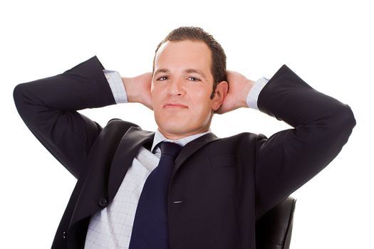 Successful young businessman smiling. Isolated on white background.