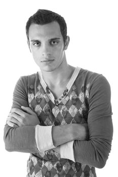 Portrait of a young man, over white background.