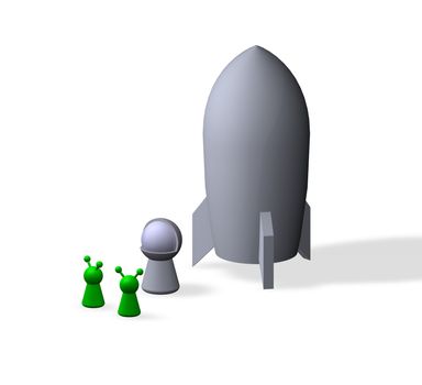 play figures aliens and spaceman with spaceship