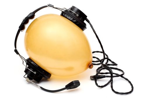 yellow air sphere with headphone

