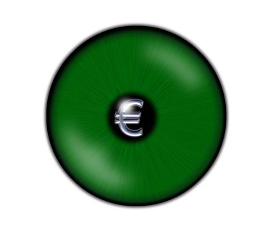 green eyeball with euro symbol