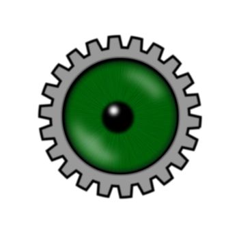 green eyeball with gear wheel