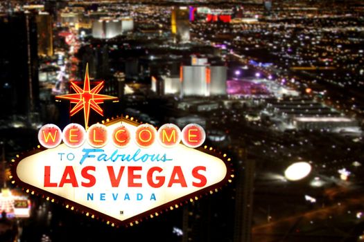 Las Vegas Welcome Sign With the Strip in the Background