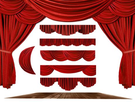 Red dramatic old fashioned elegant theater stage elements of swags to make your own background