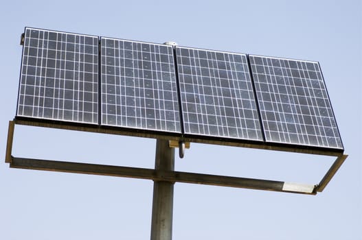 Solar cell panel detail against the blue sky