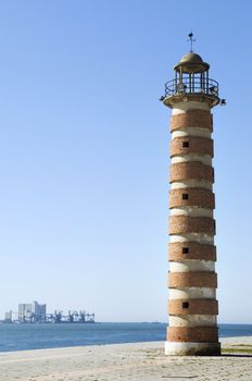 Old lighthouse in the Tagus estuary, Lisbon, Portugal