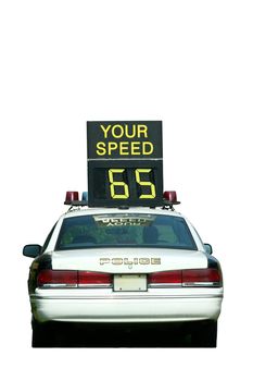 Isolated Police Car Speed Check on white background
