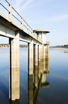 Intake tower in Vigia Dam, Alentejo, Portugal