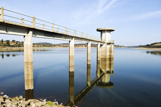 Intake tower in Vigia Dam, Alentejo, Portugal