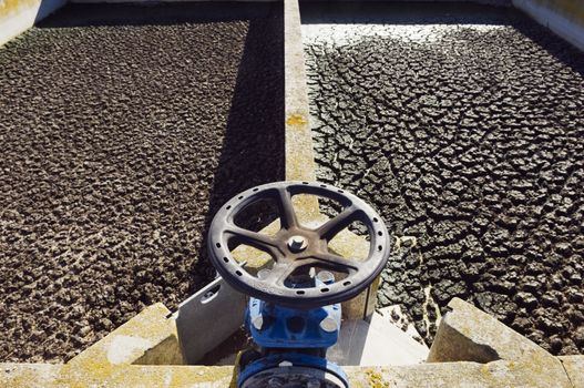 Small rural wastewater sanitation plant with sedimentation tanks