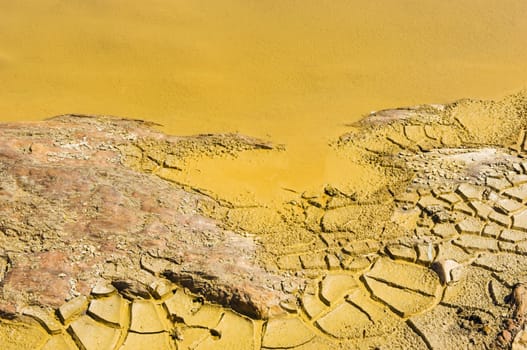 Detail of polluted water by chemicals in an abandoned mine