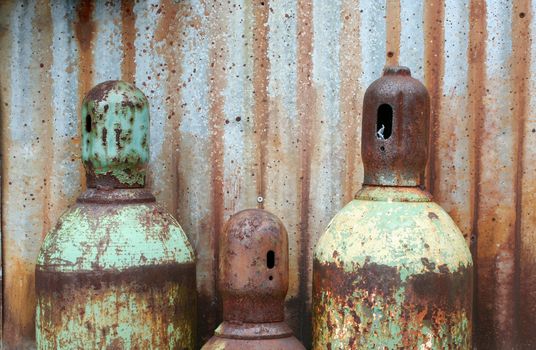 Rusty acetylene and oxygen tanks