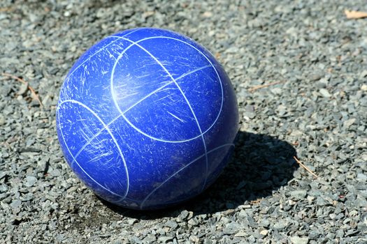 A Close up of a blue bocce ball