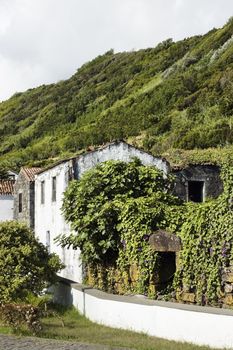 Traditional old ruined house in Lages do Pico, Azores, Portugal
