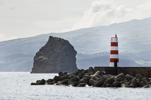 Detail of the Canal between Pico and Faial Islands in Azores. Faial is in the background
