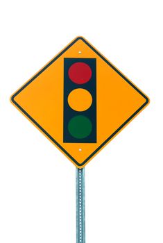 Traffic light sign against white background