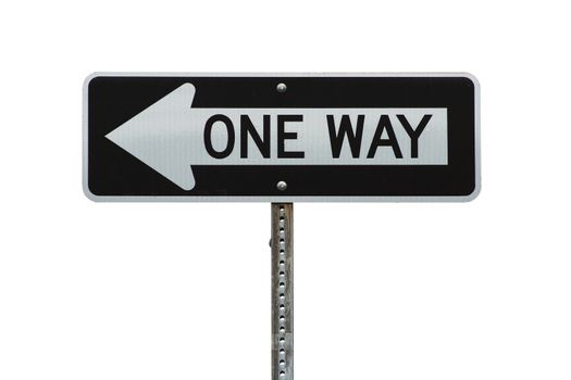 A Isolated one way sign on white background