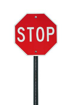 A Isolated stop sign on white background