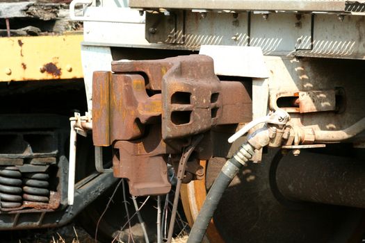 A rusty Train car coupler