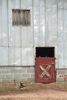 A Old barn door and window