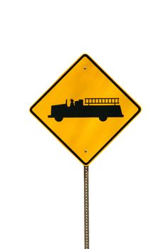 A Isolated fire truck sign on white background