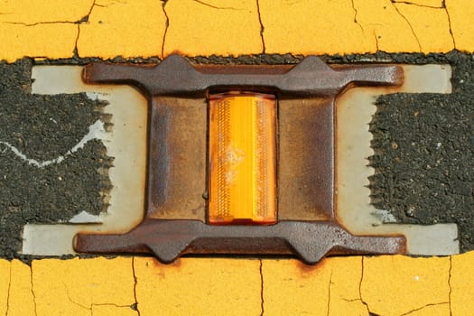 A Road reflector lane marker macro