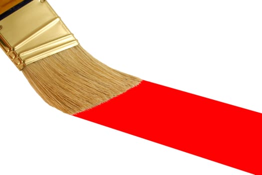 A Isolated paint brush painting a red stripe