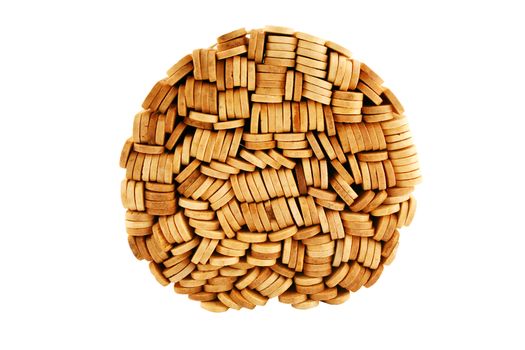 Some Popsicle sticks tied with rubberband
