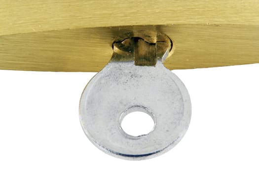 A Isolated Brass lock and key macro